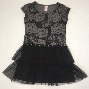 Xhilaration Girls Floral Printed Black Dress Sz M
